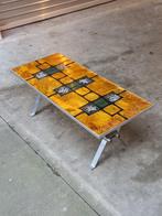 Table basse Vintage Metakor Métal églomisé et Chrome 1970's, Comme neuf