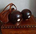 Engelse massief houten bowlingballs met tas, Antiek en Kunst, Ophalen of Verzenden