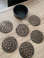 Set van 6 onderzetters met houdertje in leopard print, Ophalen of Verzenden