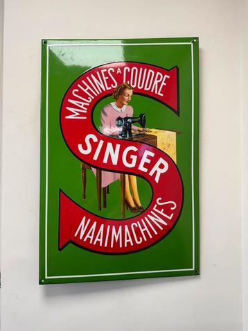 SINGER emaille reclamebord beschikbaar voor biedingen