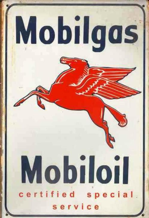 Plaque murale en métal au look vintage rouillé Mobilgas Mobi, Collections, Marques & Objets publicitaires, Neuf, Panneau publicitaire