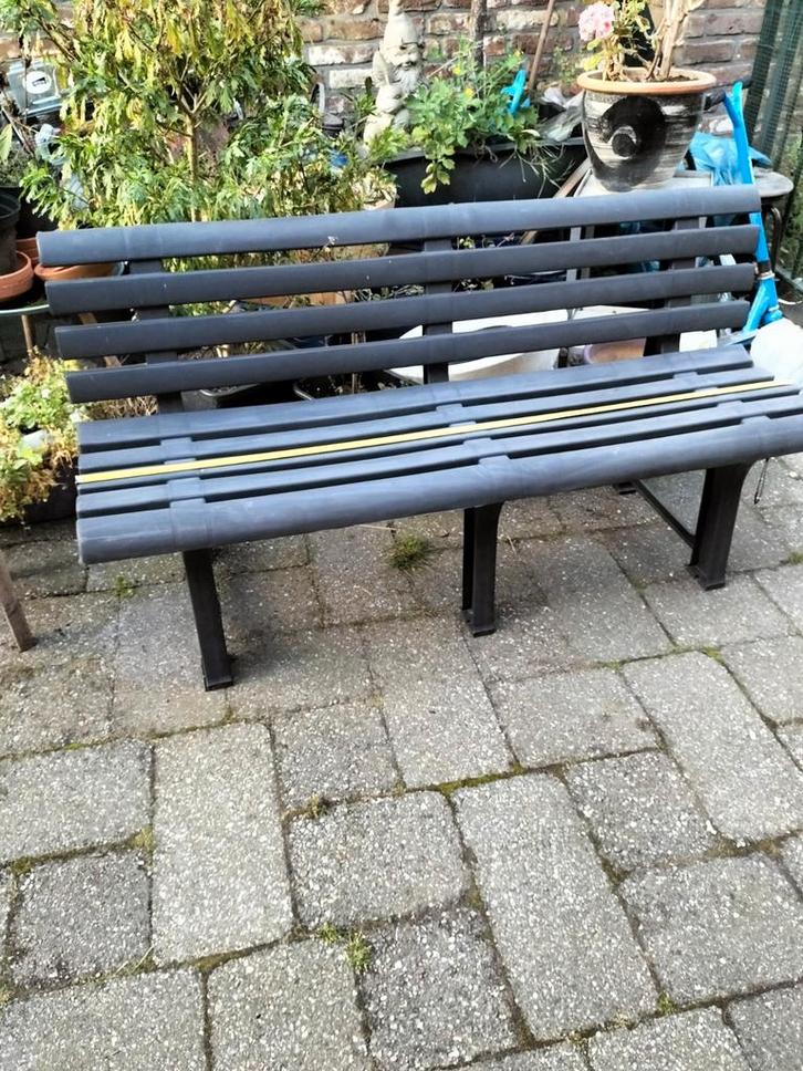 Antraciet grijs kunststof tuinbank, Tuin en Terras, Tuinbanken, Zo goed als nieuw, Kunststof, Ophalen