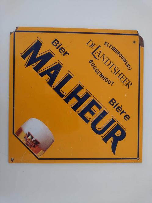 Bierreclame Malheur - De Landtsheer Buggenhout 36 x 36 cm, Verzamelen, Merken en Reclamevoorwerpen, Gebruikt, Reclamebord, Ophalen of Verzenden