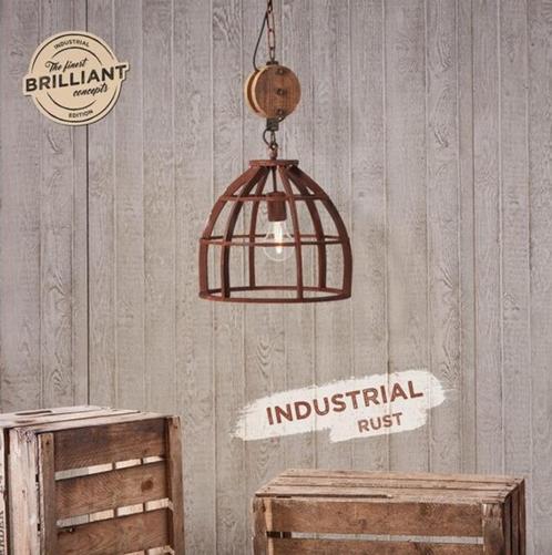 Industrieel hanglamp Matrix BRILLIANT 34cm roestbruin hout, Maison & Meubles, Lampes | Suspensions, Neuf, Bois, Enlèvement ou Envoi