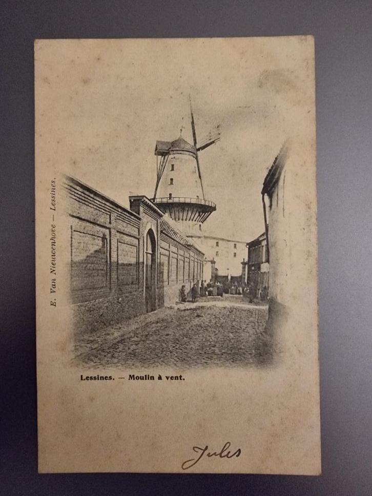 Carte postale Lessines - Moulin à vent - 1901, Verzamelen, Postkaarten | België, Gelopen, Henegouwen, Voor 1920, Ophalen of Verzenden