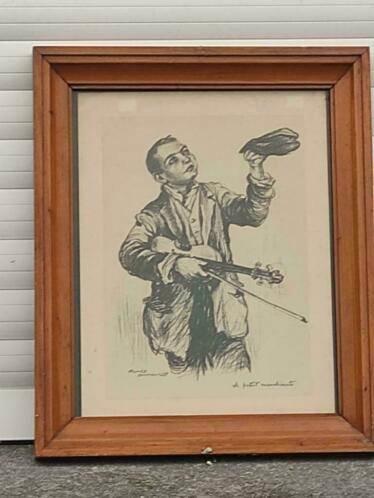 lithographie le petit mendiant signe romeo dumoulin, Antiek en Kunst, Kunst | Litho's en Zeefdrukken, Ophalen of Verzenden