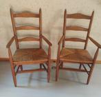 2 vintage armstoelen rieten zitting oud Vlaamse stijl, Ophalen
