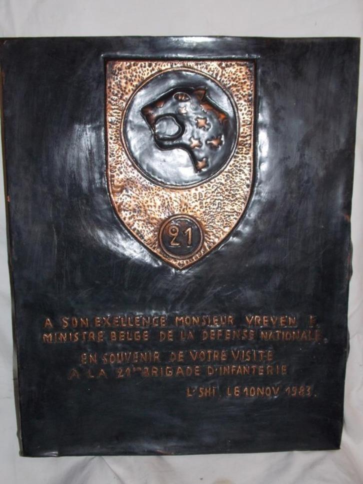 Zaire 21 infanterie regiment plaat, Verzamelen, Militaria | Algemeen, Landmacht, Kunstobject, Ophalen