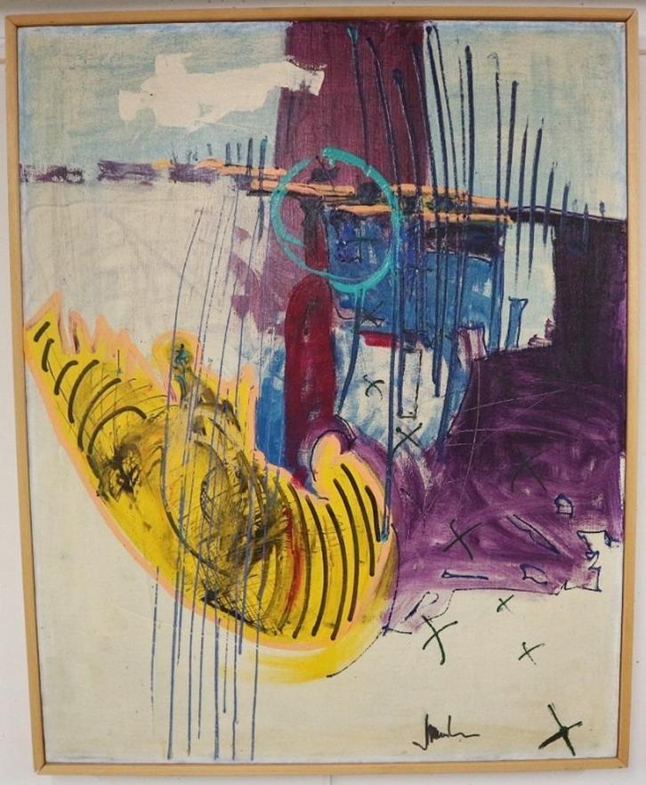 Pavel JANOUSKOVEC, abstractie op doek, Antiek en Kunst, Kunst | Schilderijen | Abstract, Ophalen of Verzenden