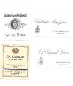 Lot de 4 anciennes étiquettes de vin GR. Classes de cru, Enlèvement ou Envoi, Comme neuf, France, Vin rouge