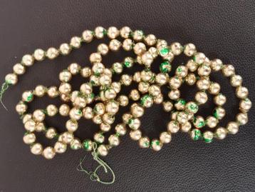 guirlande de Noël en verre vintage - argent et vert, Enlèvement ou Envoi, Utilisé