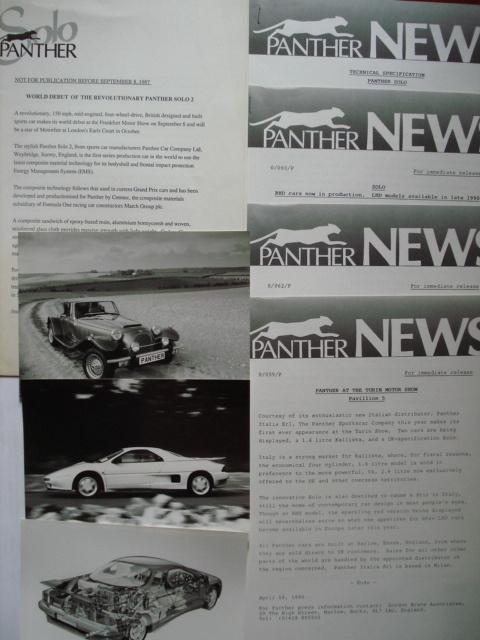 Panther Solo/Panther Kallista Press information/photos LOT, Livres, Autos | Brochures & Magazines, Envoi, Utilisé, Ford