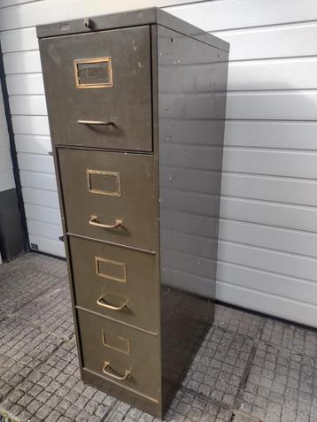 Metalen archiefkast met lades (vintage) kaki groen beschikbaar voor biedingen