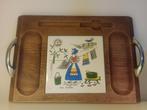 Vintage dienblad tegel, Ophalen of Verzenden, Zo goed als nieuw, Rechthoekig, Hout