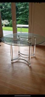 Prachtige ronde tafel van glas en messing - Te restaureren, Huis en Inrichting, Tafels | Salontafels, Ophalen, Gebruikt, Glas