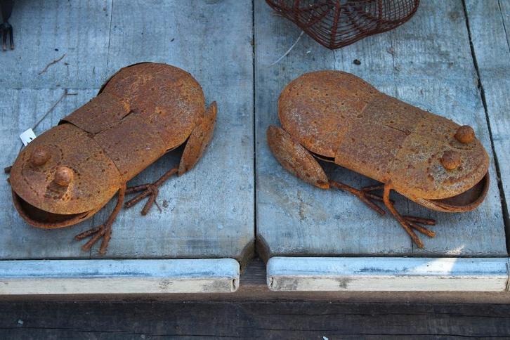 roestige smeedijzeren kikker, gesoldeerd!!, Tuin en Terras, Tuinbeelden, Nieuw, Dierenbeeld, Metaal, Ophalen of Verzenden
