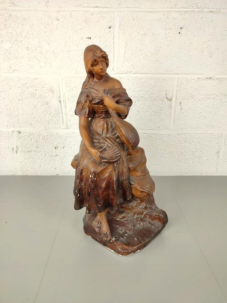 Groot gipsen beeld Richard Aurili (1834-1914), Antiek en Kunst, Kunst | Beelden en Houtsnijwerken, Ophalen