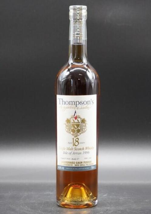 Thompson's: ARRAN 18 YEARS - Single Cask - bottle 14/230, Collections, Vins, Neuf, Autres régions, Pleine, Enlèvement ou Envoi