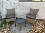 2x eenzit met tafeltje, Tuin en Terras, Tuinsets en Loungesets, Ophalen, Zo goed als nieuw