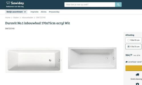 nieuw BAD Duravit N1 170x75, Doe-het-zelf en Bouw, Sanitair, Nieuw, Bad, Chroom, Ophalen