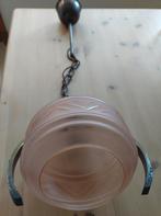 Hanglamp retro, koper met roos geslepen glas, Ophalen of Verzenden, Zo goed als nieuw, Glas