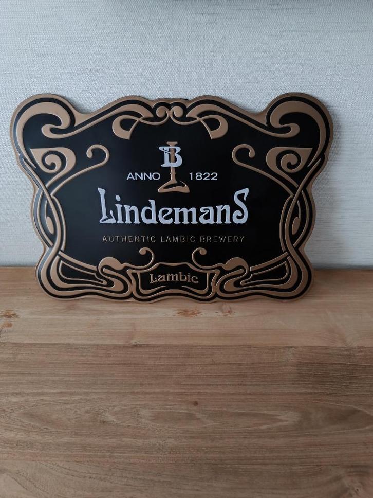 Prachtig nieuw blikken bierbord van LINDEMANS, Verzamelen, Biermerken, Nieuw, Reclamebord, Plaat of Schild, Overige merken, Ophalen of Verzenden