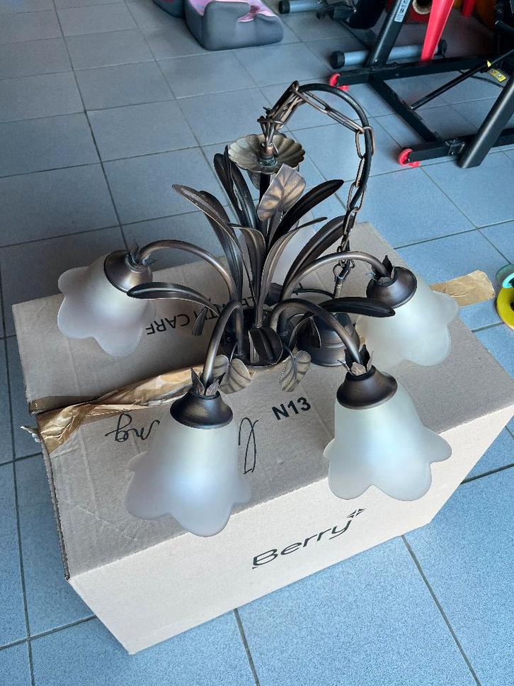 Verlichting plafondlamp + 2 wandlampen, Huis en Inrichting, Lampen | Plafondlampen, Zo goed als nieuw, Glas, Metaal, Ophalen