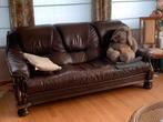 Lederen salon 3+1+1, Huis en Inrichting, Zetels | Zetels, Ophalen, Klassiek, Hout, Zo goed als nieuw