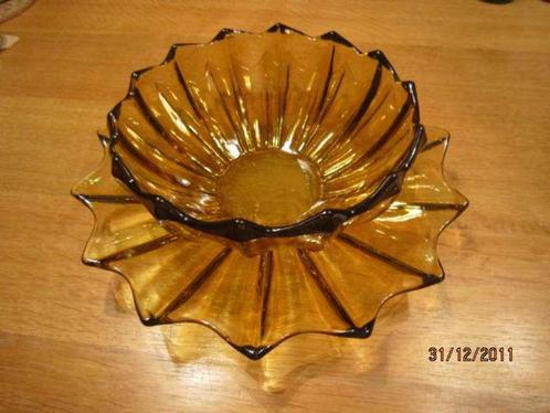 Plat en verre pour fruits ; vintage ; diamètre du plat : 33, Antiquités & Art, Antiquités | Céramique & Poterie, Enlèvement ou Envoi