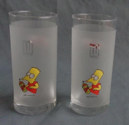 2002 LU THE SIMPSONS 2x service de verres à long drink Bart, Maison & Meubles, Cuisine | Vaisselle, Utilisé, Verre, Enlèvement ou Envoi