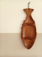 Vintage ('70) handgemaakte schaal, vis, teak., Ophalen of Verzenden, Zo goed als nieuw