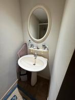 Wastafel op zuil met kraan plateau en spiegel bijna gratis, Enlèvement ou Envoi, Comme neuf