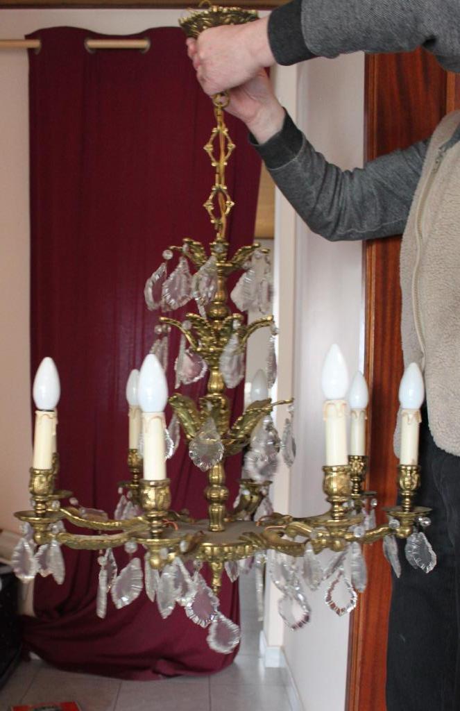 bronzen kroonluchter, Huis en Inrichting, Lampen | Kroonluchters, Zo goed als nieuw, Metaal, Ophalen