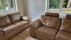 Lederen salon, Huis en Inrichting, Zetels | Zetels, Ophalen, Gebruikt, Tweepersoons, Rechte bank
