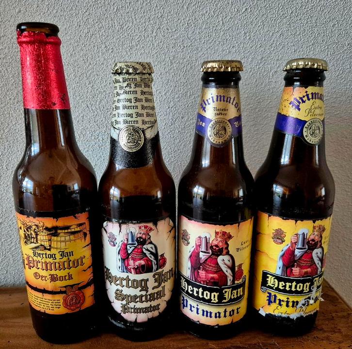 oude lege flessen Primator Hertog Jan bier collector's item, Collections, Marques de bière, Comme neuf, Bouteille(s), Hertog Jan