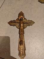 Frans kruis in koper, 28cm, religie kruisiging Jezus, Antiek en Kunst, Ophalen, Koper
