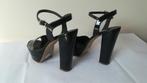 642B* sexy zwarte sandalen leer met hoge hakken (p 37), Verzenden, Zwart, Schoenen met hoge hakken, Gedragen