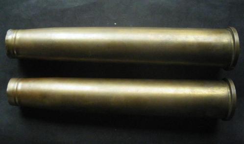 Deux douilles homogènes MK 2 de canon 40mm AAA Bofors, Verzamelen, Militaria | Algemeen, Landmacht, Hulzen of Bodemvondsten, Verzenden