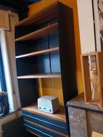 Kast design vintage metaal + hout, Maison & Meubles, Armoires | Armoires à porte coulissante & Armoires à archives, Comme neuf