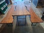 2× houten zitbank+ eettafel, Huis en Inrichting, Tafels | Eettafels, Ophalen, Minder dan 50 cm, Zo goed als nieuw, Vijf personen of meer