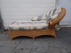 VINTAGE LIGZETEL CHAISE LONGUE ROTAN BAMBOO 70s MERIDIENNE, Ophalen, Gebruikt, Eenpersoons, Riet of Rotan