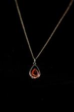 Collier en argent avec ambre et cristaux Swarovski, Neuf, Avec cristal, Argent, Argent