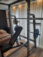 Lifefitness squat/chest bank compleet, Sport en Fitness, Fitnessmaterialen, Ophalen, Rug