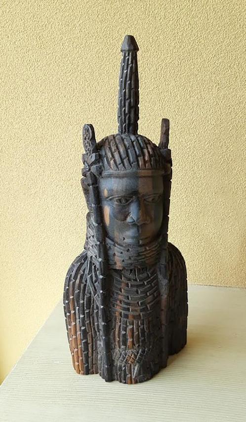 Afrika Nigeria begin 20ste E Benin King Oba buste ebbenhout, Antiquités & Art, Art | Sculptures & Bois, Envoi