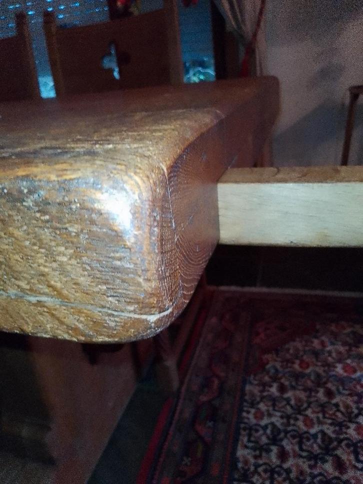 volle eik kloostertafel 2.25 m met verlengbalkjes, Antiek en Kunst, Curiosa en Brocante, Ophalen