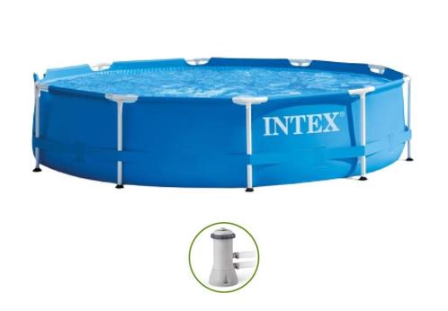 Intex Metal Frame Set opbouwzwembad - rond - Ø366 x H76 cm, Jardin & Terrasse, Piscines, Neuf, Piscines hors sol, Moins de 80 cm