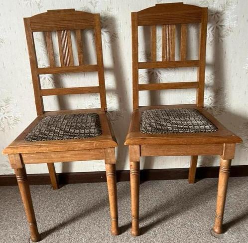 2 Art Nouveau eikenhouten stoelen (licht gebeitst), Antiek en Kunst, Antiek | Meubels | Stoelen en Sofa's, Ophalen