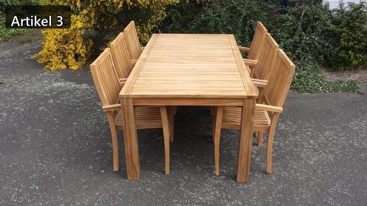 PROMO Tuinsets TEAK, Jardin & Terrasse, Ensembles de jardin, Neuf, Salons de jardin, Bois de teck, 8 places, Table à dinner, Chaise