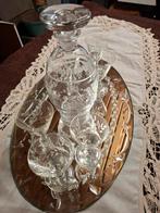 Karaf set + 6 glazen + spiegelbakje, Antiek en Kunst, Antiek | Glaswerk en Kristal, Ophalen