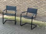 Prachtige set van 2 Breuer B34 leder armstoelen, Ophalen, Twee, Zwart, Nieuw